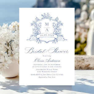 Invitation Elégante Fête des mariées Rose Bleue