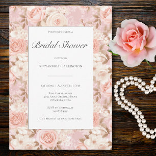 Invitation Élégante Fête des mariées Rose Blush