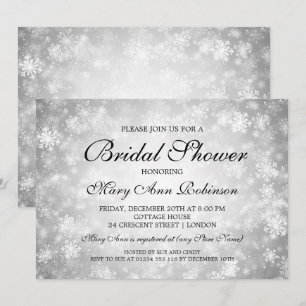 Invitation Elégante Fête des mariées Silver Winter Wonderland