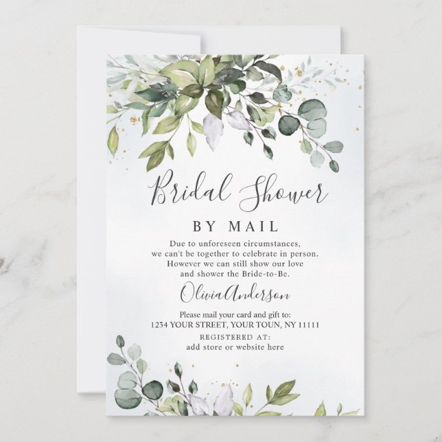 Invitation Elégante Fête des mariées Verdoyante Eucalyptus Pa (Devant)
