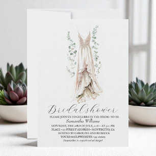 Invitation Elégante Fête des mariées verte Eucalyptus