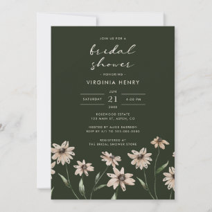 Invitation Élégante Fête des mariées verte florale