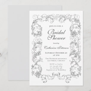 Invitation Elégante Fête des mariées Vintage gris blanc orang