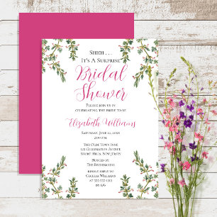 Invitation Élégante Fête des mariées Vintage Magenta Surprise