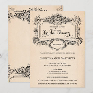 Invitation Élégante Fête des mariées Vintage ornementale