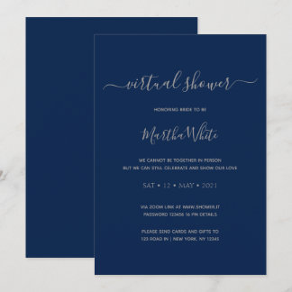 Invitation Élégante Fête des mariées virtuelle en argent de m