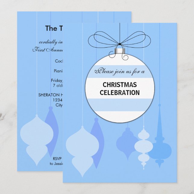 Invitation Élégante fête des ornements de Noël (Devant / Derrière)
