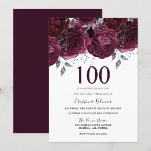 Invitation Élégante fête du 100e anniversaire des Roses du Ma