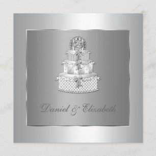 Invitation Élégante fête du 25e anniversaire du Mariage Cake