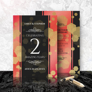 Invitation Élégante fête du 2e anniversaire du Mariage Garnet