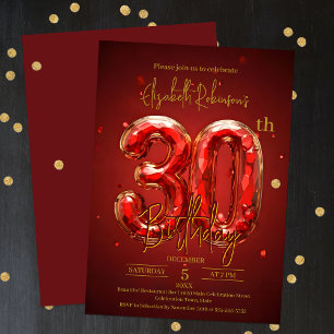 Invitation Élégante fête du 30e anniversaire du Red and Gold