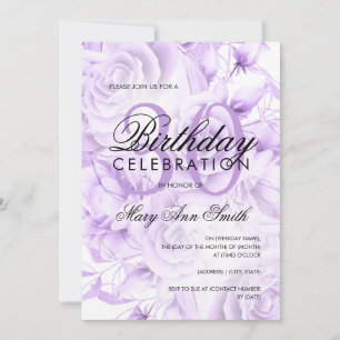 Invitation Élégante fête du 30e anniversaire Floral Purple