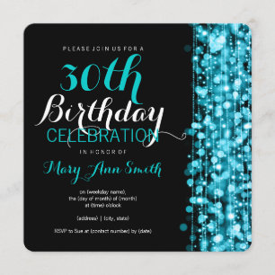 Invitation Elégante fête du 30e anniversaire qui étincelle le