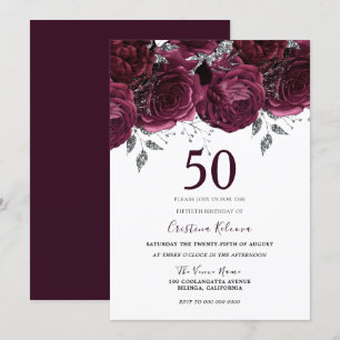 Invitation Élégante fête du 50e anniversaire des Roses du Mar