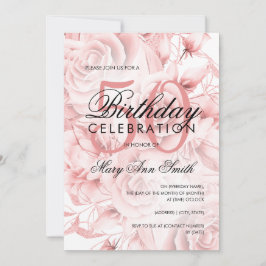 Invitation Élégante fête du 50e anniversaire Floral Rose Gold