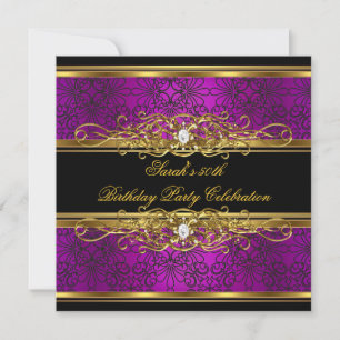 Invitation Élégante fête du 50e anniversaire Pink Plum Gold D