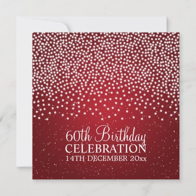 Invitation Élégante fête du 60e anniversaire Simple Sparkle R (Devant)