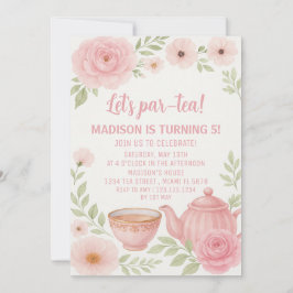 Invitation Elégante fête du thé floral Anniversaire Invitatio