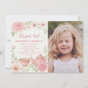 Invitation Elégante fête du thé floral Anniversaire Invitatio