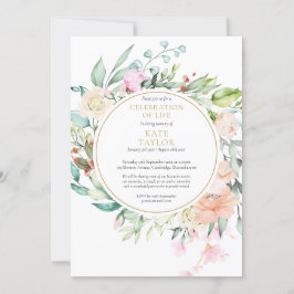 Invitation Elégante fête funéraire de la vie Florale