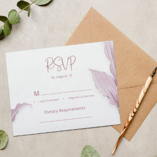 Invitation Elégante feuille Mauve minime de mariage RSVP cart