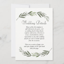 Invitation Elégante Feuille verte Détails de la réception de