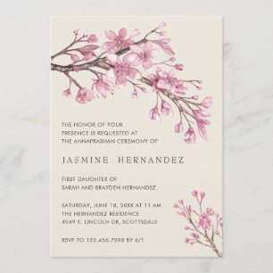 Invitation Élégante fille Annaprashan en fleurs de cerisier r