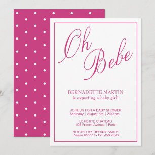 Invitation Élégante fille rose moderne Baby shower simple