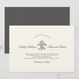 Invitation Elégante Fleur de Lis Mariage avec RSVP