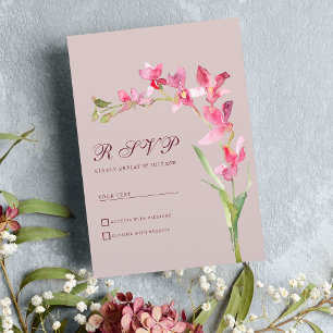 Invitation Élégante fleur d'orchidée de menthe rose rousse RS