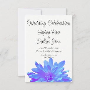 Invitation Élégante fleur florale violette bleu
