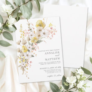 Invitation Élégante Fleur Sauvage Mariage Floral Coloré