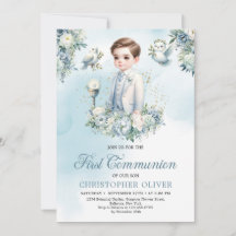 Elégante fleurs bleues blanches sauge Première com