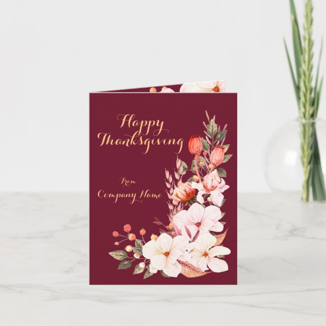 Invitation Elégante Fleurs Bouquet Entreprise Bon thanksgivin (Devant)