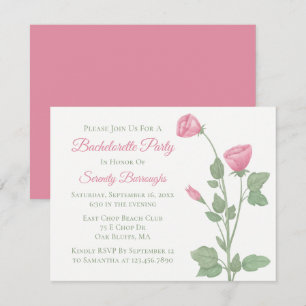Invitation Élégante Fleurs Florales Rose Bachelorette Party