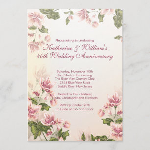 Invitation Élégante Fleurs Roses Fleurs Florales Mariage Anni