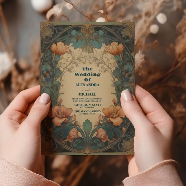 Invitation Elégante Flora Vintage Art Nouveau Mariage (Créateur téléchargé)