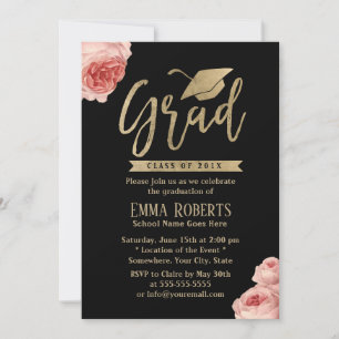 Invitation Élégante Floral Moderne Gold Party