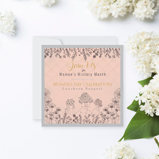 Invitation Élégante florale Fête des femmes Histoire Célébrat (Créateur téléchargé)