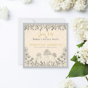 Invitation Élégante florale Fête des femmes Histoire Fête