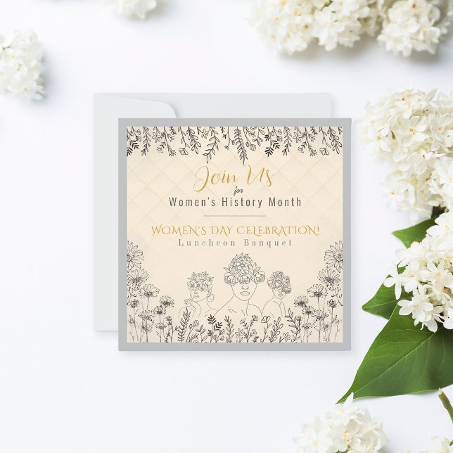 Invitation Élégante florale Fête des femmes Histoire Fête (Créateur téléchargé)