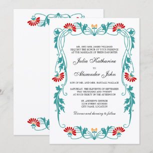 Invitation Élégante florales de feuilles et des tourbillons I