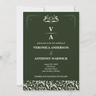 Invitation Élégante Forêt victorienne Mariage floral vert