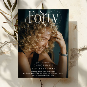 Invitation Elégante FORTY Photo 40th Birthday Party