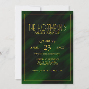 Invitation Elégante Frame Or Emerald Green Famille Réunion
