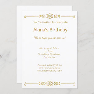 Invitation ELÉGANTE FRONTIÈRE D'OR blanc MODERNE