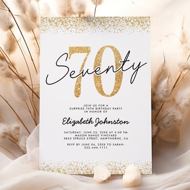 Invitation Elégante Gold 70th Birthday Party (Créateur téléchargé)