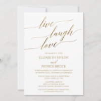 Élégante Gold Calligraphy Live Laugh Love
