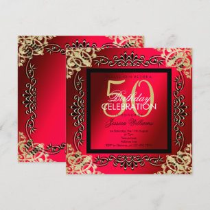 Invitation Elégante Gold & Cerise 50e anniversaire femme