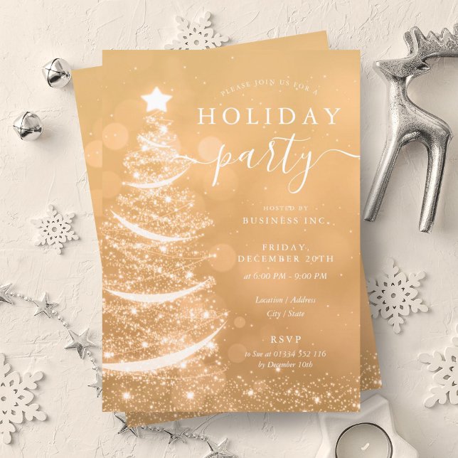 Invitation Elégante Gold Christmas Tree Company Holiday (Elegant Gold Christmas Tree Company Holiday Invitation)